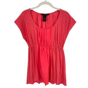 CALVIN KLEIN Baby Doll Shirt Top Cap Sleeves - Coral- Size Small